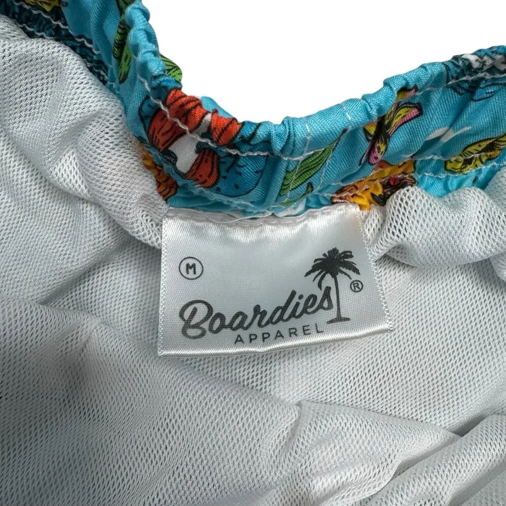 MULGA X BOARDIES Koala Beach Mens Shorties Swim Shorts Sz Medium Blue Tropical